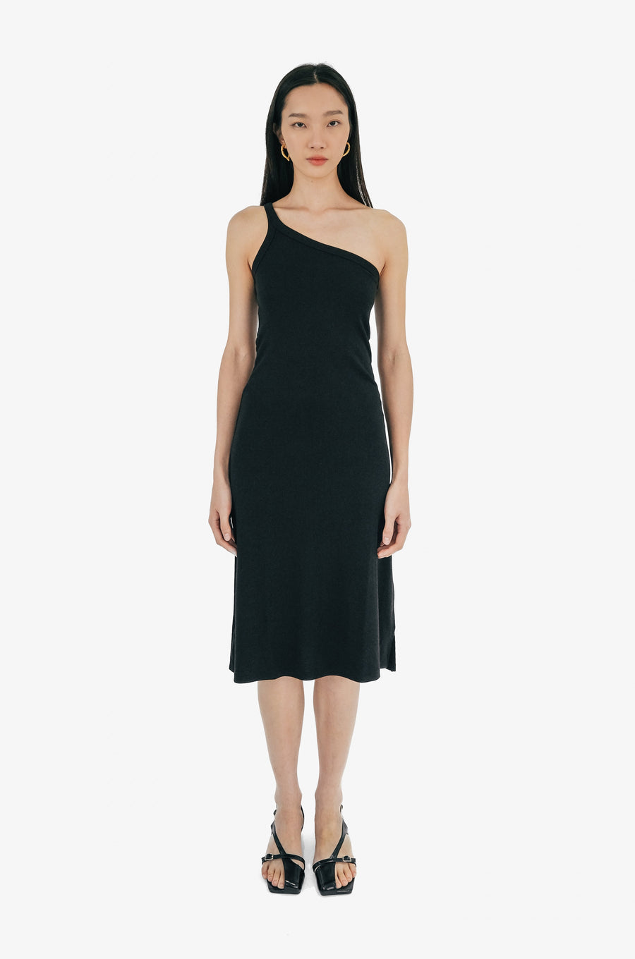 Harper One Shoulder Dress Black