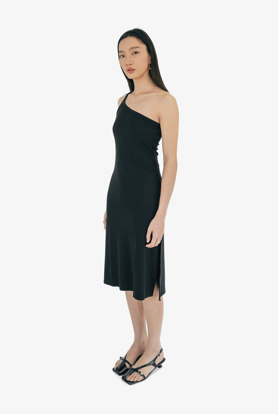 Harper One Shoulder Dress Black